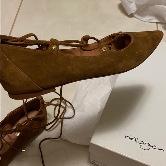 Halogen’s Brown suede lace up flats - Picture 4 of 7